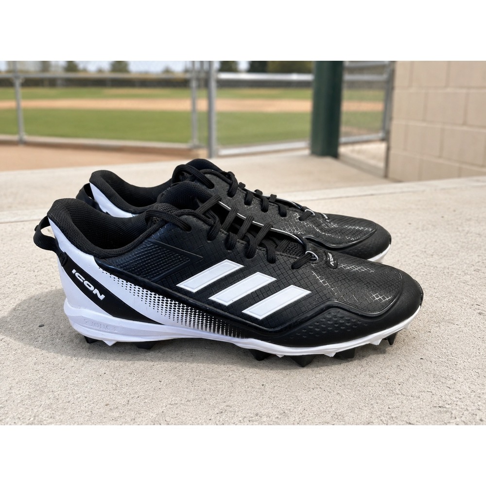 Adidas Icon 7 Mid MD Baseball Cleats Ironskin Molded Black White Men 13 Sports